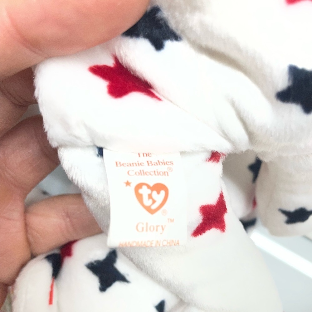 Ty Beanie Babies set 3 “Glory” white and covered in red and blue star 1 Teenie - Picture 7 of 8